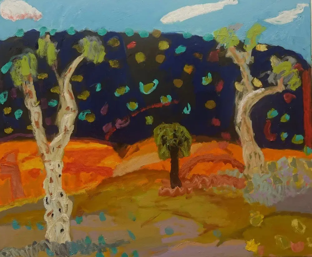 Stitch of trees (SOLD)  oil on canvas by artist Sally Stokes