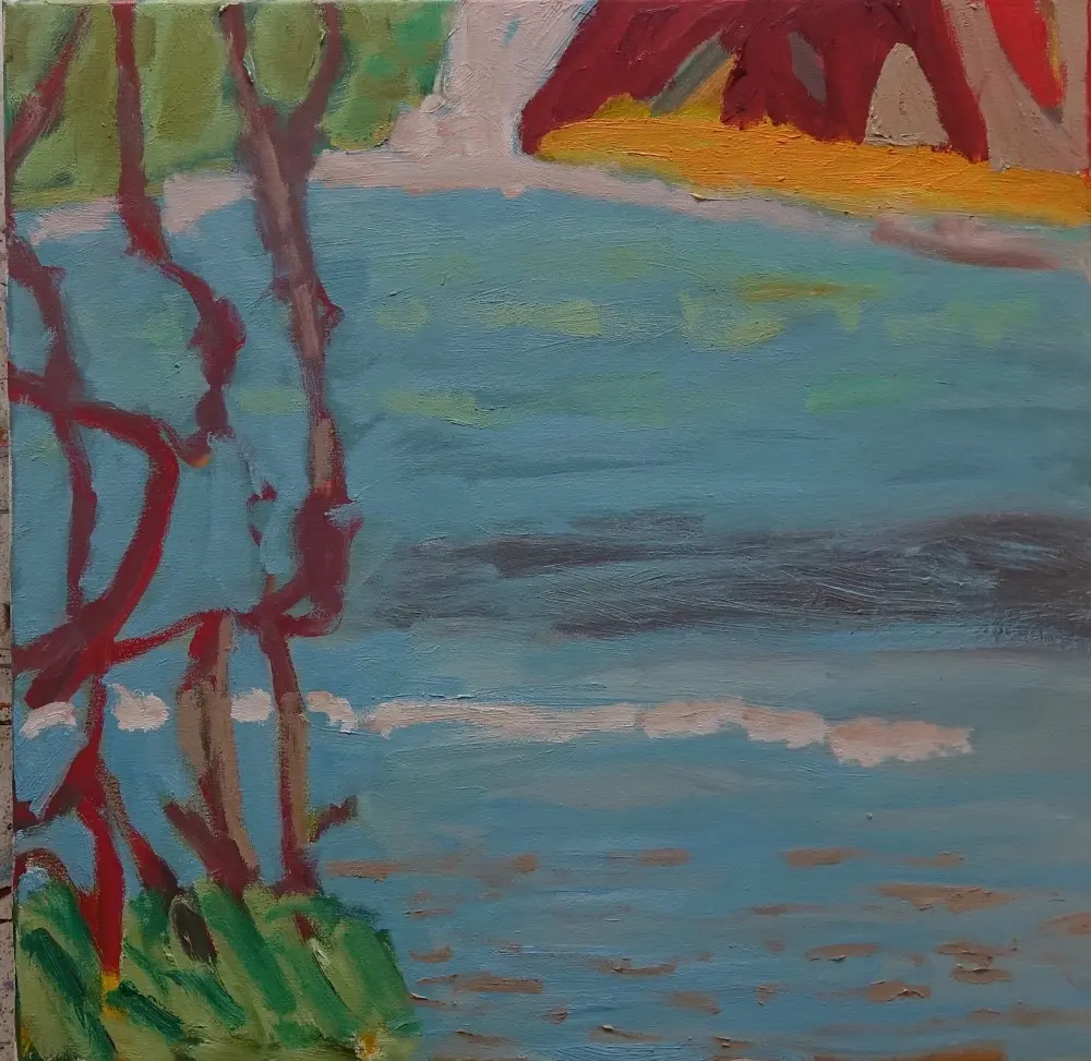 The breath oil on canvas by artist Sally Stokes