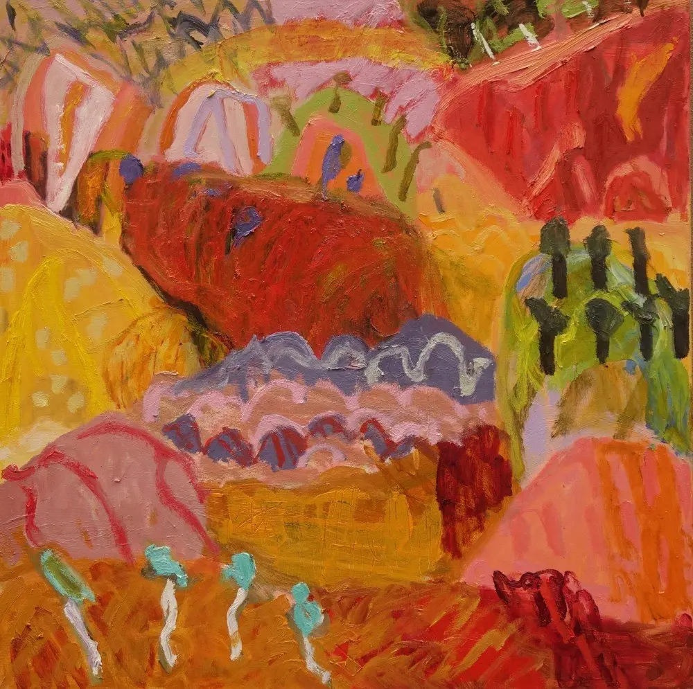 Playing the notes (SOLD) oil on canvas by artist Sally Stokes
