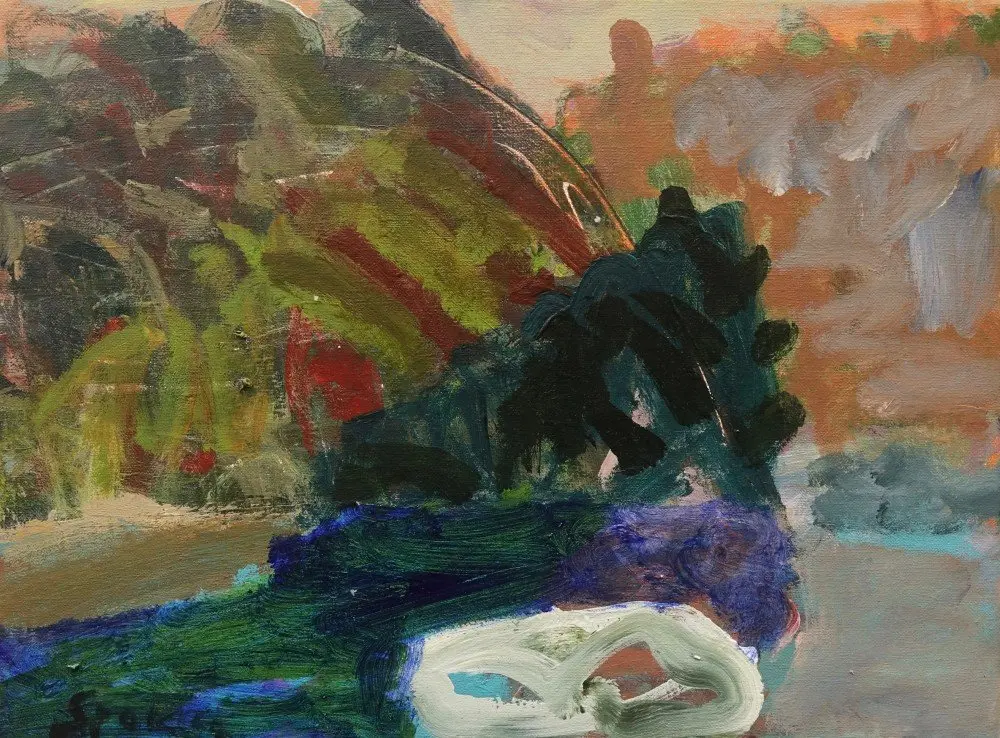 Sunburst acrylic on linen by artist Sally Stokes
