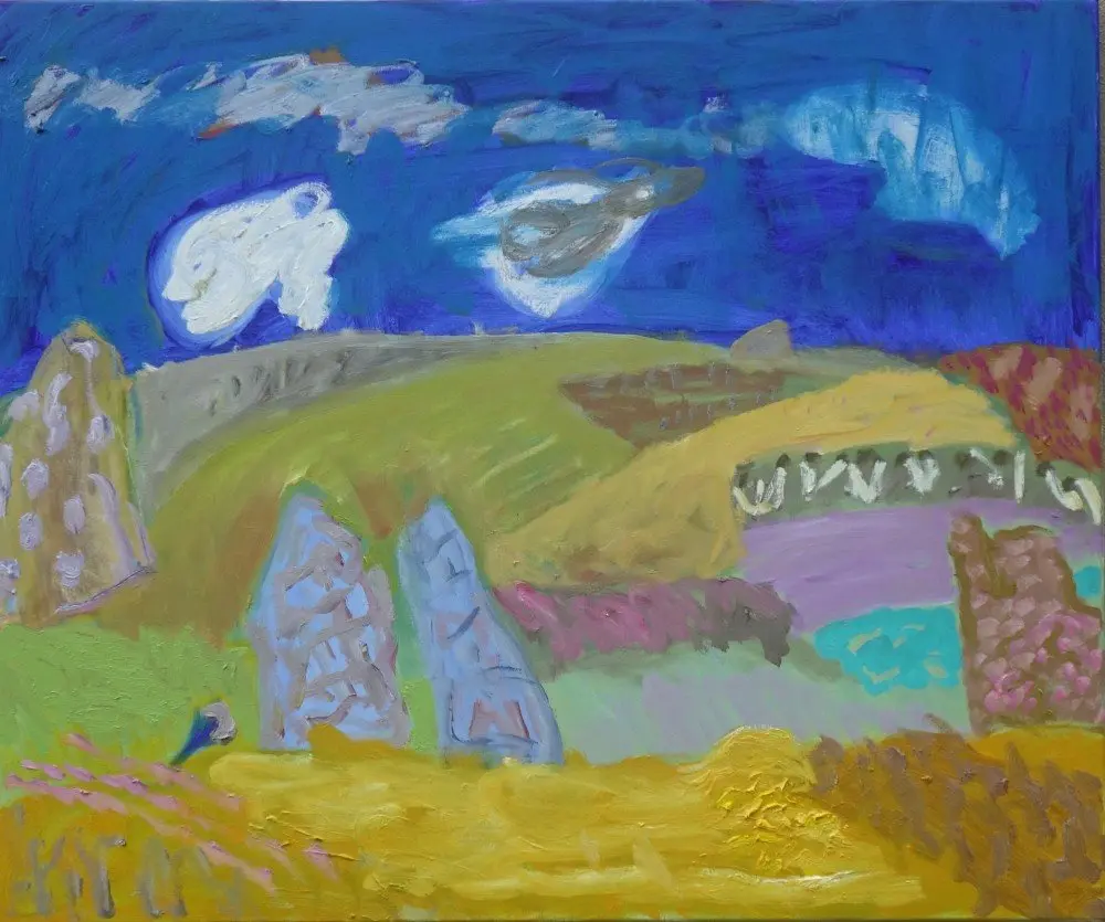 Racing clouds oil on canvas by artist Sally Stokes