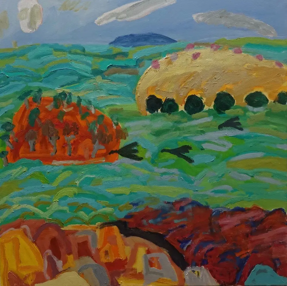 Movement oil on canvas by artist Sally Stokes
