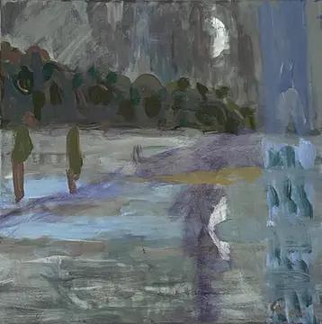 Moon river (Allocated AKB) acrylic on canvas by artist Sally Stokes