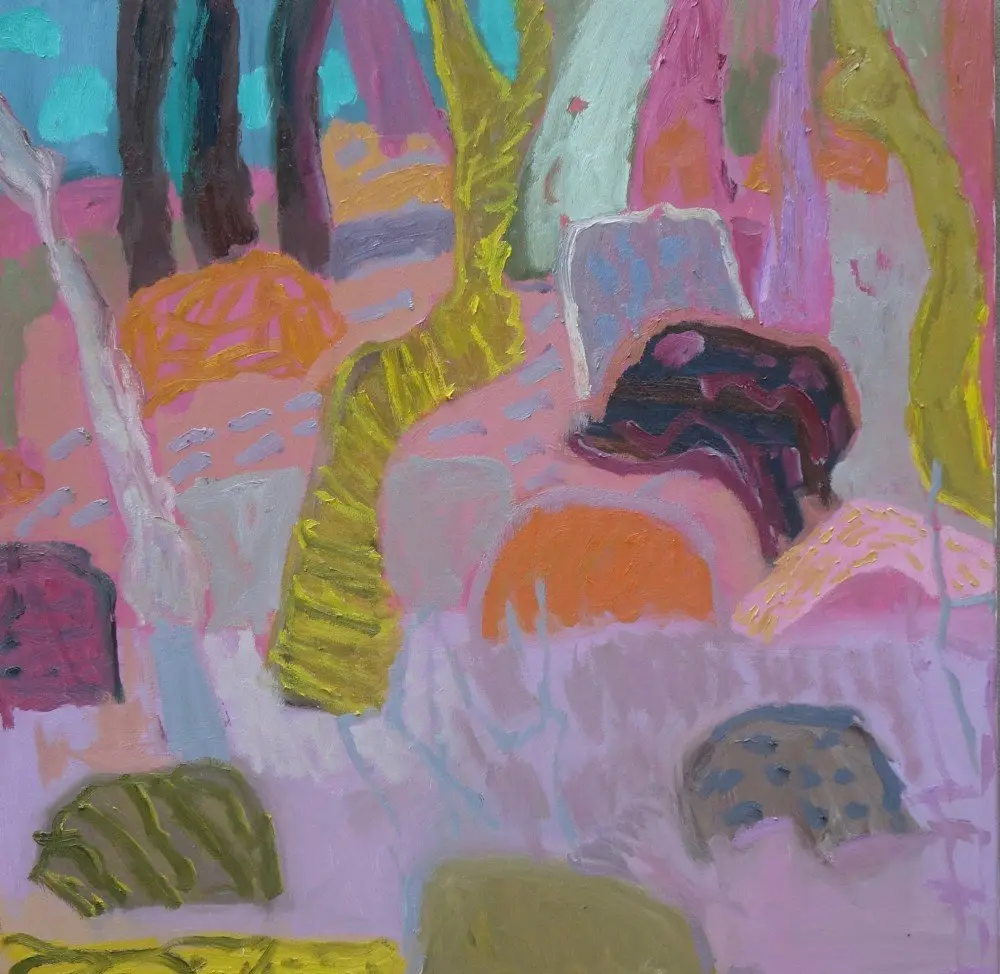 The softer voice (Allocated B) oil on canvas by artist Sally Stokes