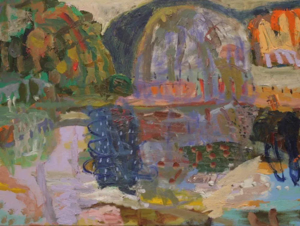 Beyond the Pattern oil on linen by artist Sally Stokes