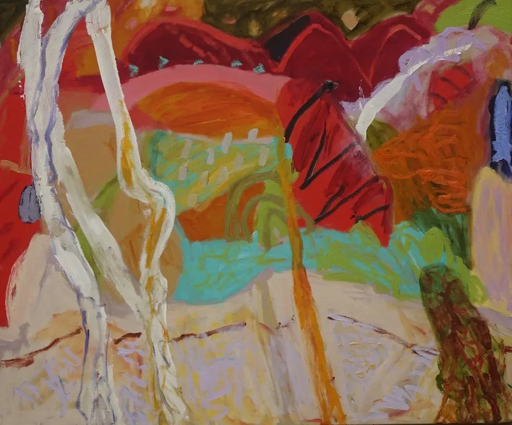 We shake with joy (SOLD) oil on linen by artist Sally Stokes