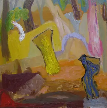 The trees are dancin' (SOLD) oil on linen by artist Sally Stokes
