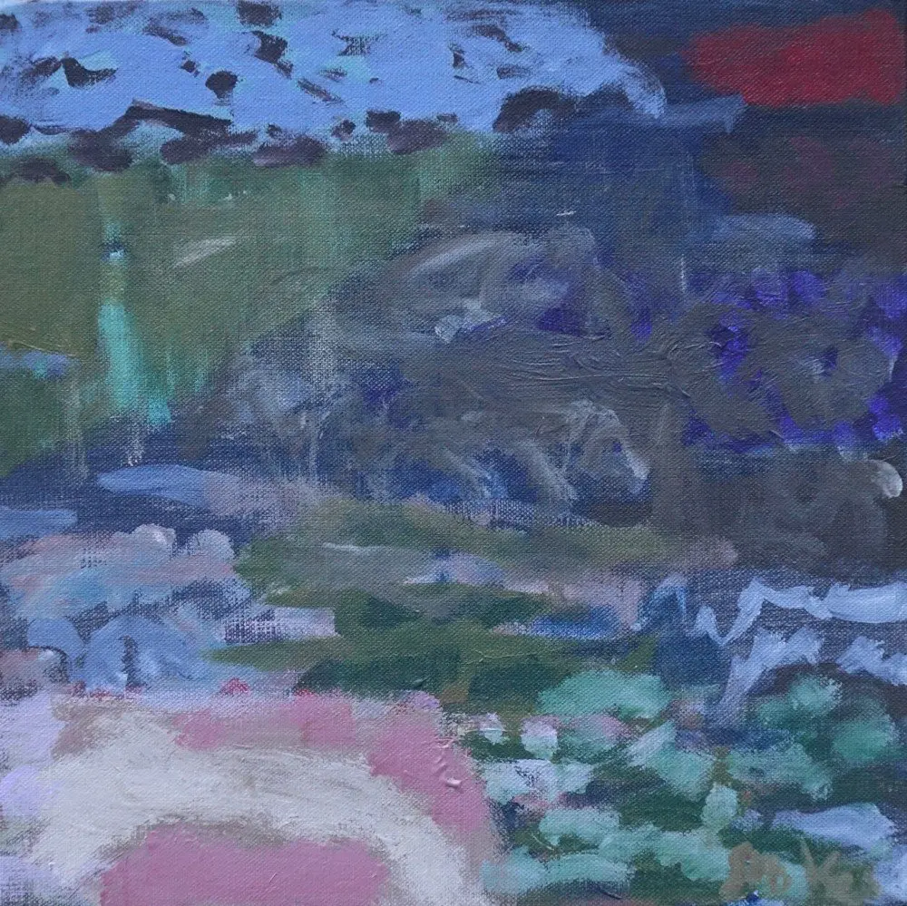 Reaching out acrylic on linen by artist Sally Stokes