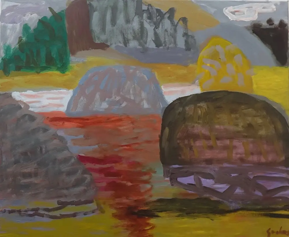 Islands acrylic on canvas by artist Sally Stokes