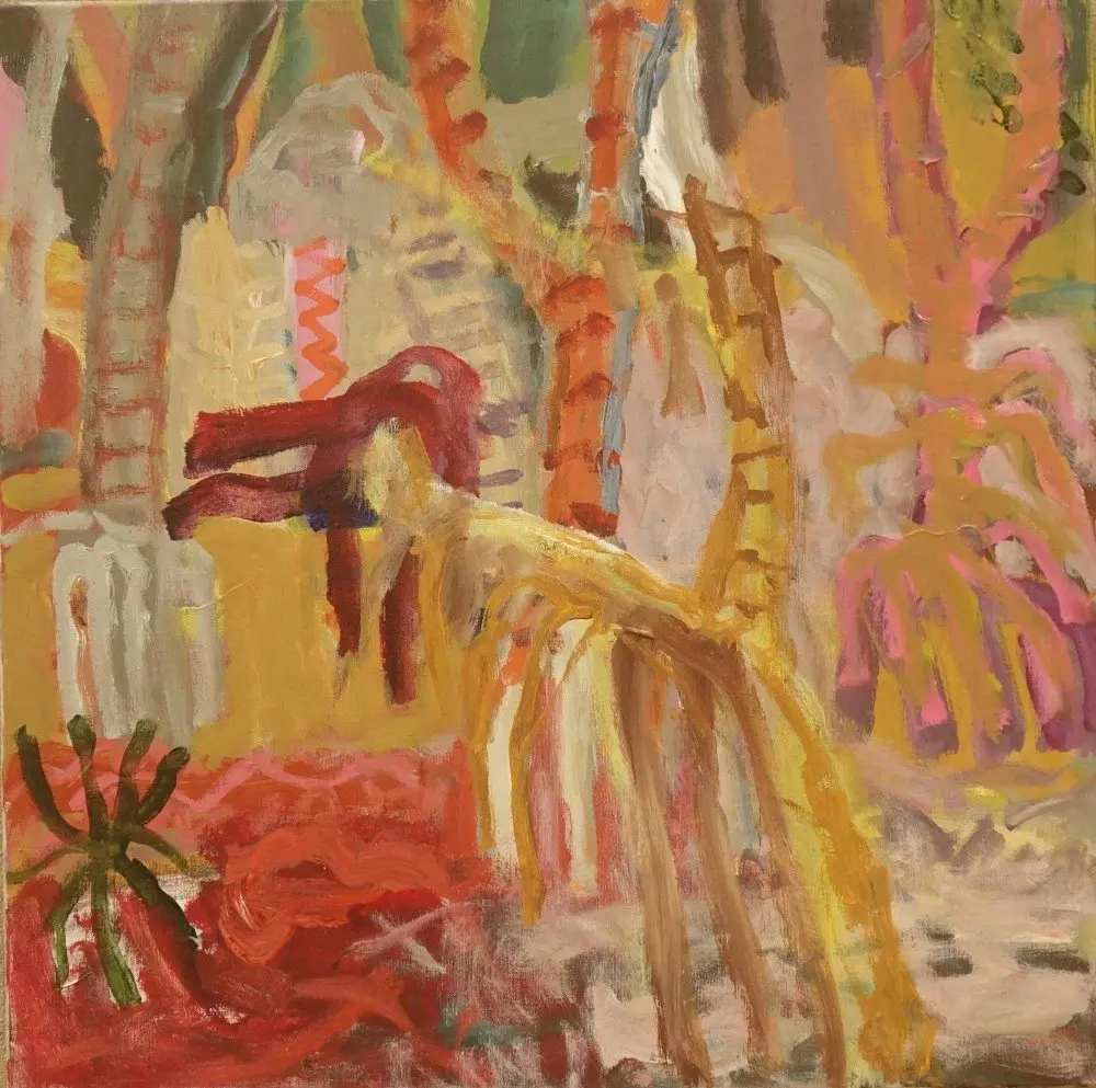 Somewhere deep (SOLD) acrylic on linen by artist Sally Stokes
