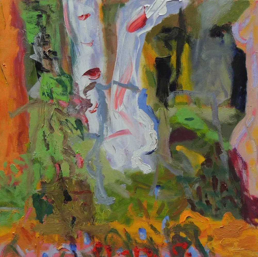 Treescape oil on canvas by artist Sally Stokes