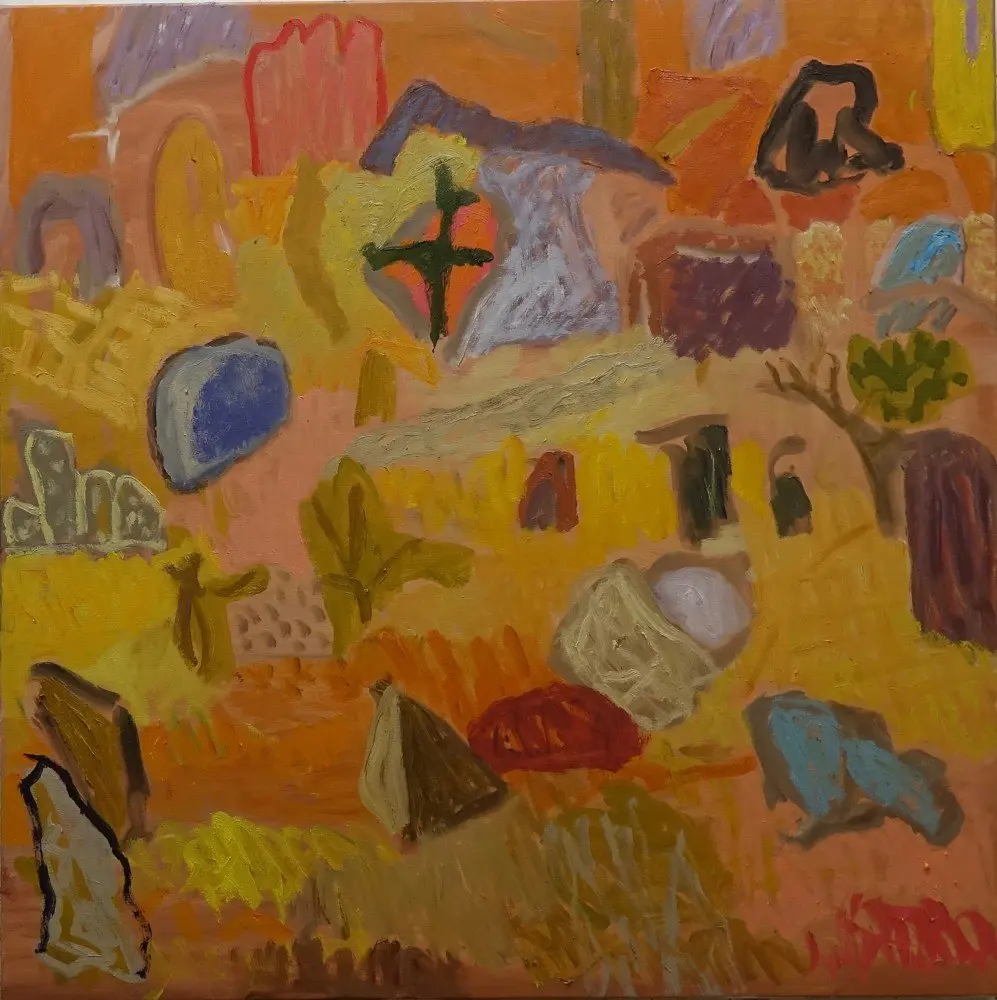 Play  oil on canvas by artist Sally Stokes