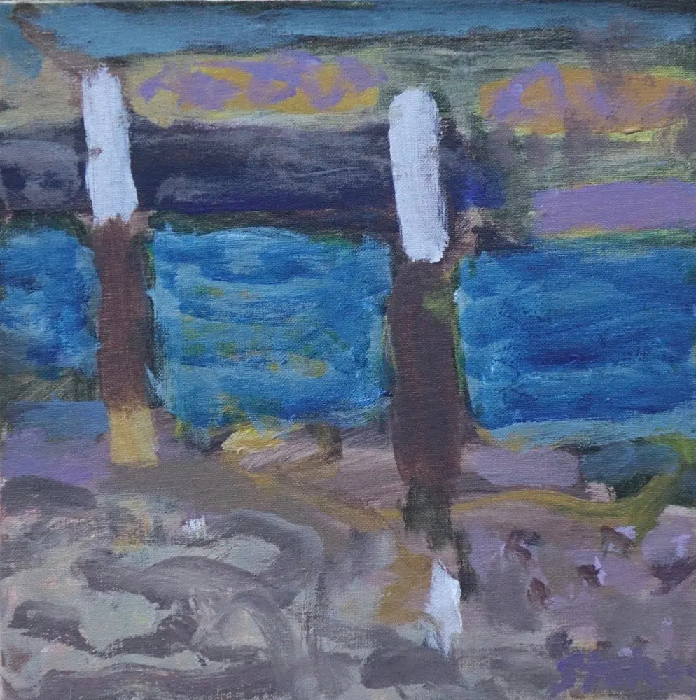 The moment acrylic on linen by artist Sally Stokes