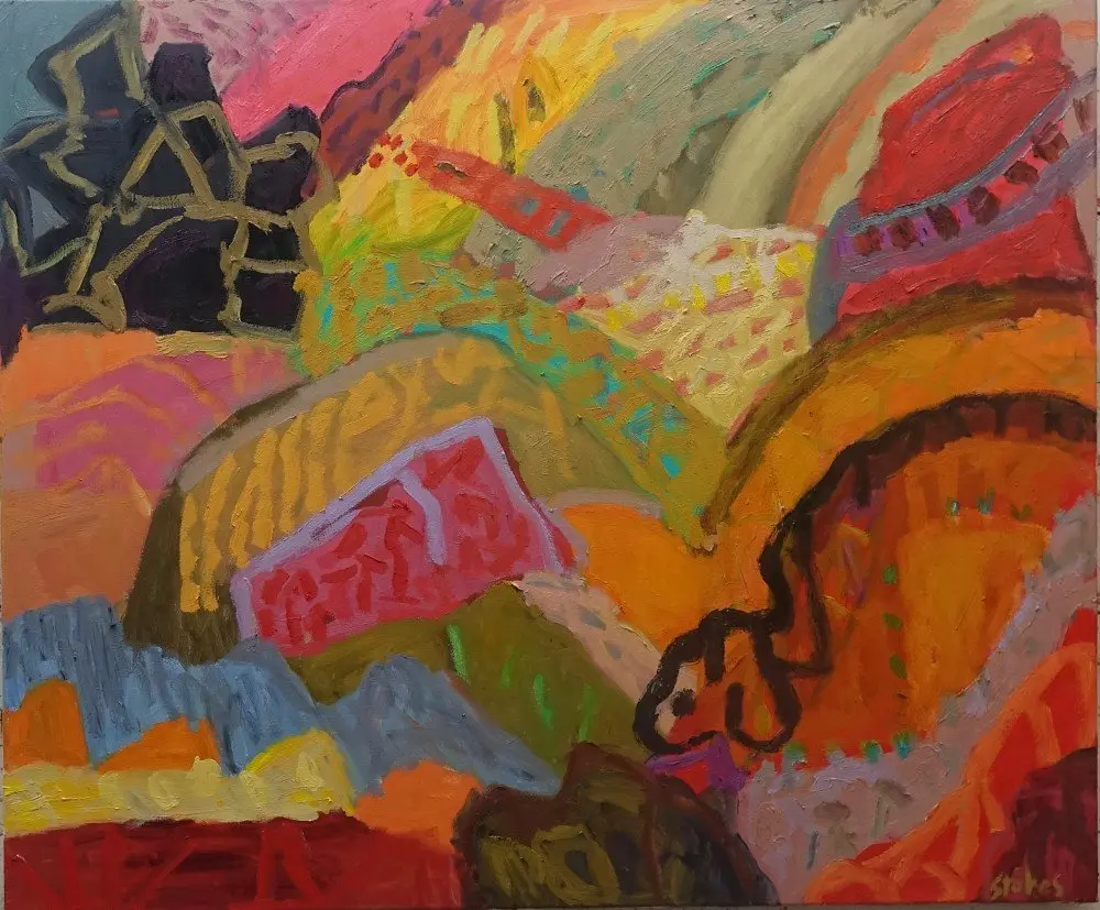 Full of movement  oil on canvas by artist Sally Stokes