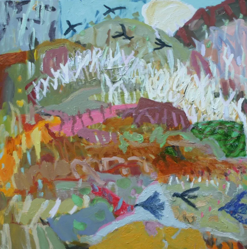 Ravens in the High Country   oil on canvas by artist Sally Stokes