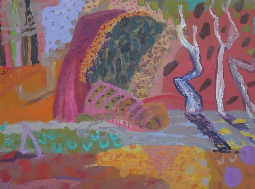 A nimble frolic oil on linen by artist Sally Stokes
