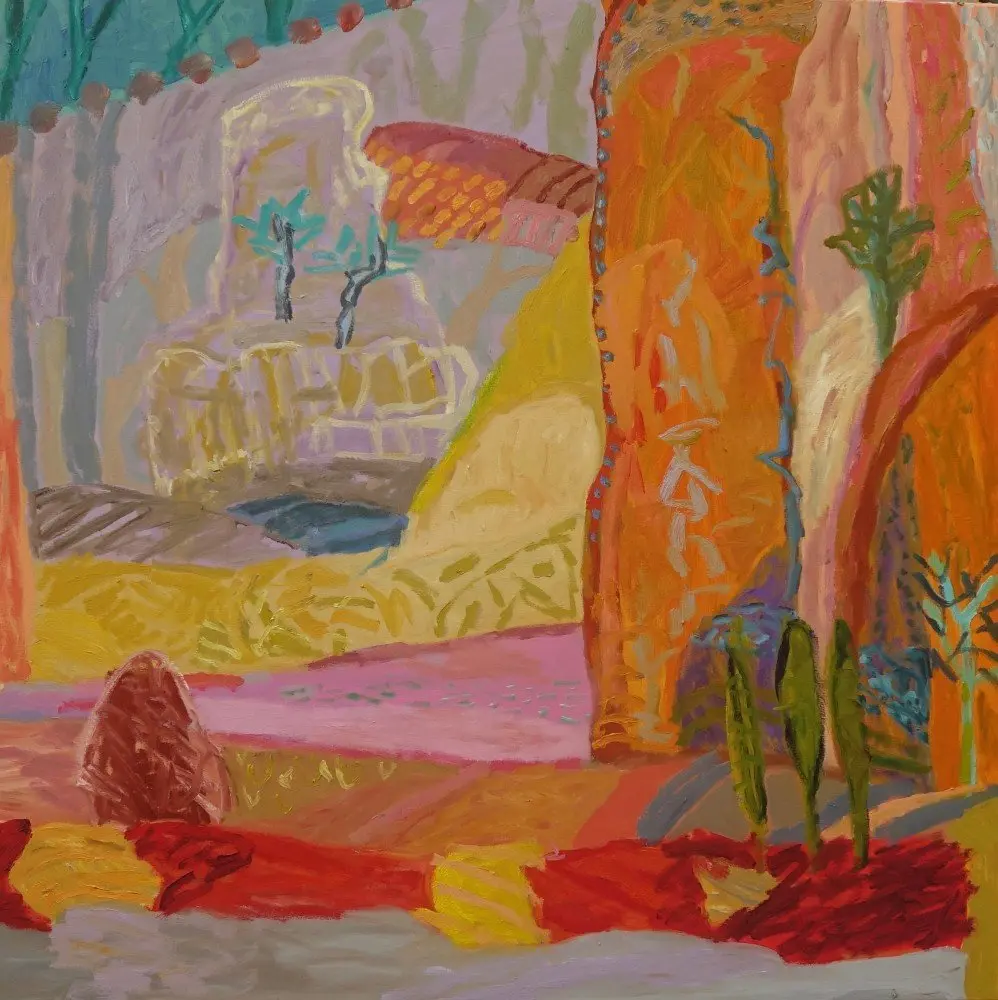 In the family of things (SOLD) oil on canvas by artist Sally Stokes