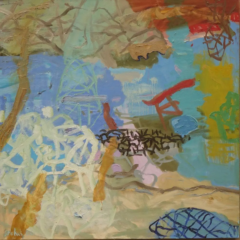 Transient reflections  oil on canvas by artist Sally Stokes