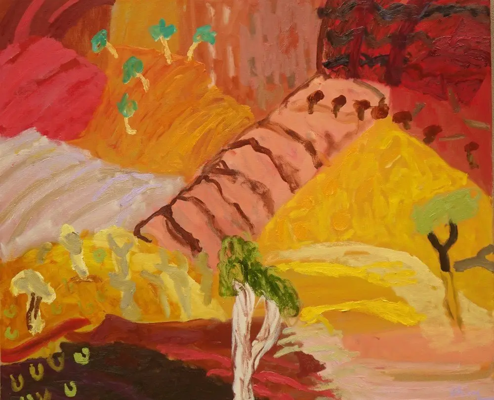The silence lifts oil on linen by artist Sally Stokes
