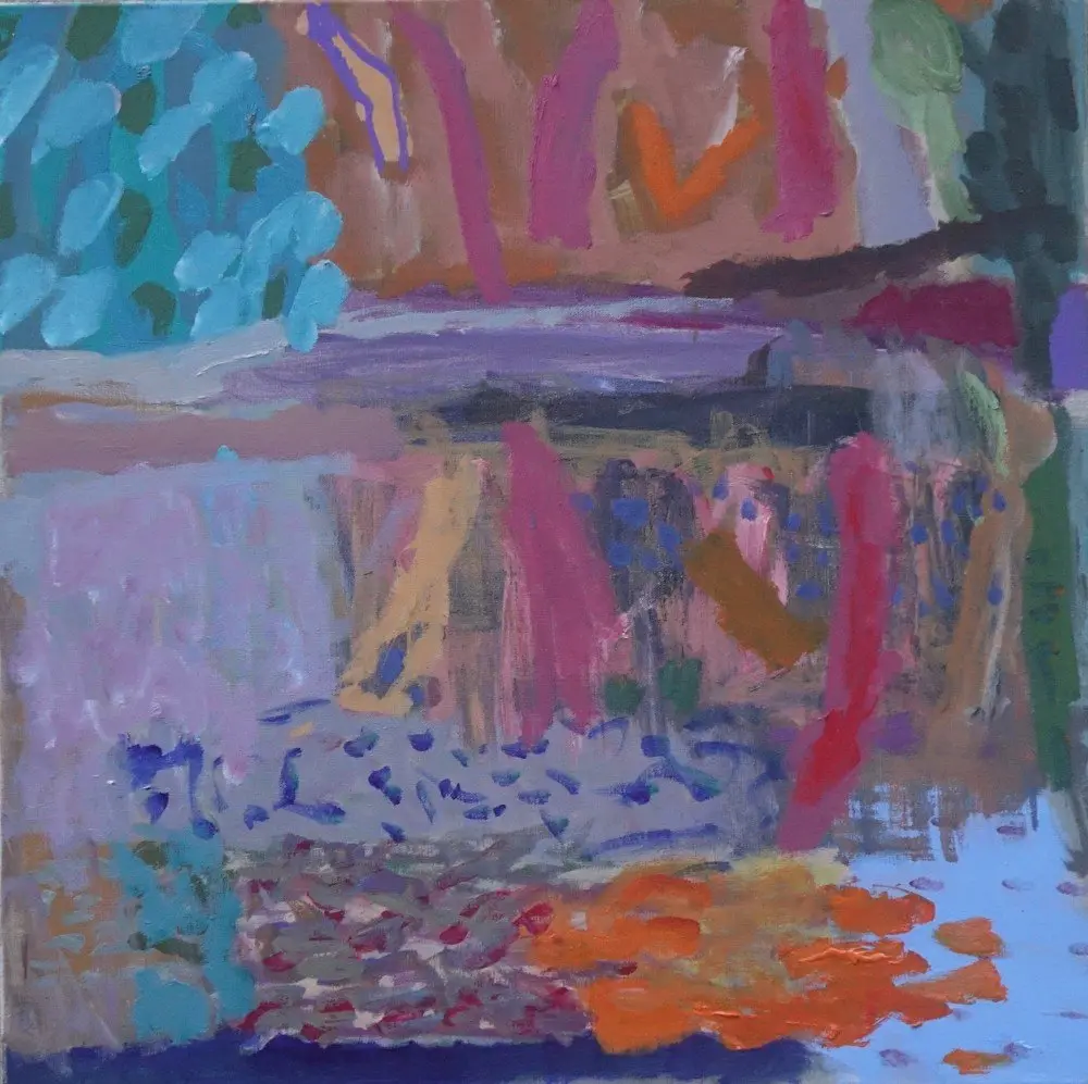 Whatever happens acrylic on linen by artist Sally Stokes