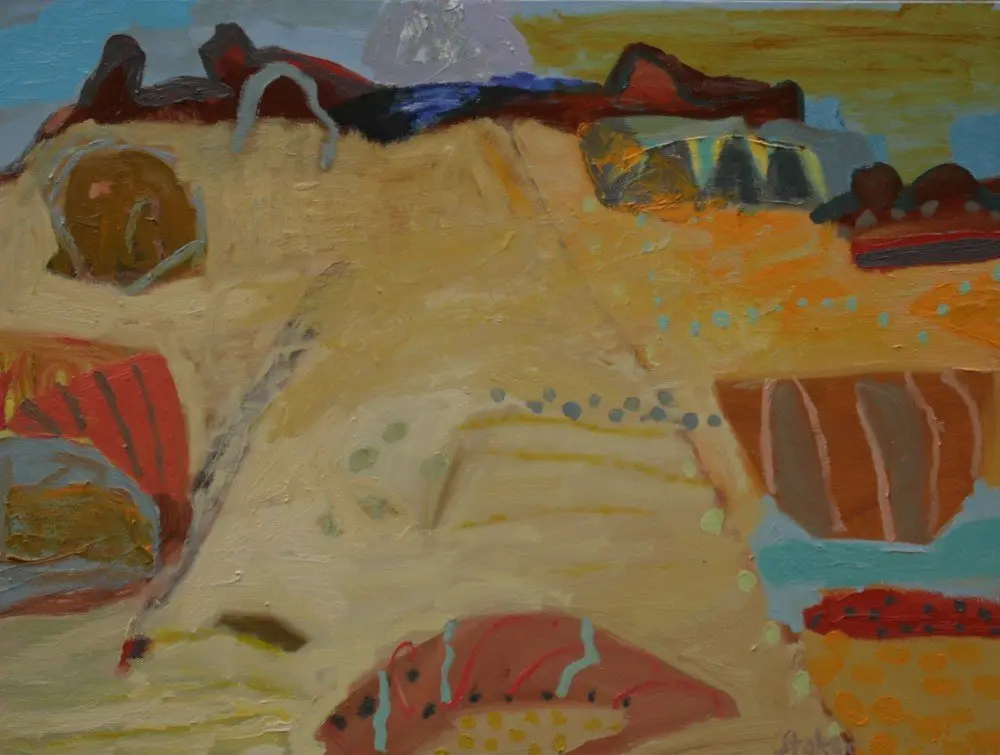 Yellow Platform (SOLD) Oil on canvas by artist Sally Stokes