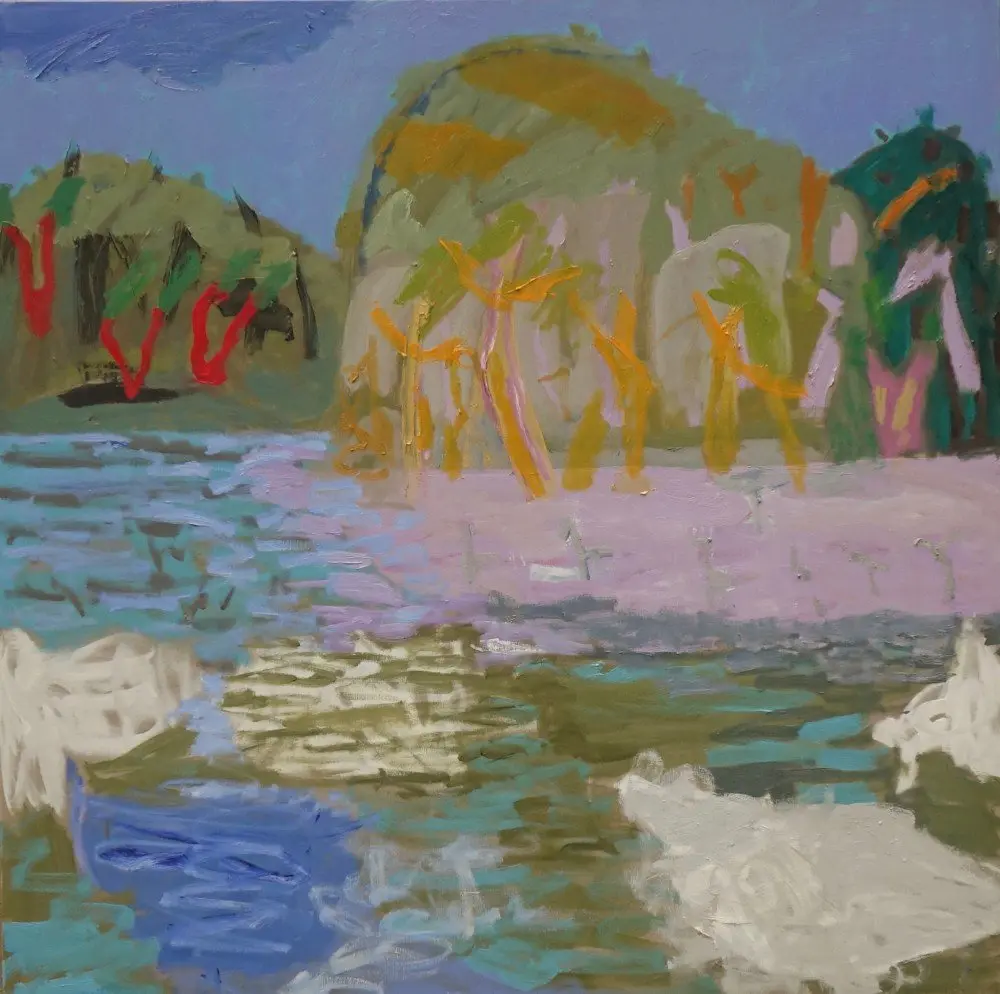 Hello, you who make the morning oil on linen by artist Sally Stokes