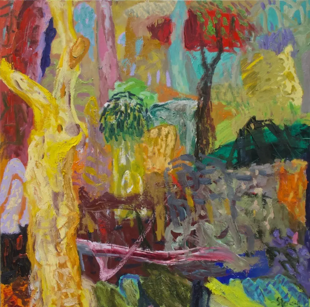 Bush vibrations (SOLD) oil on linen by artist Sally Stokes