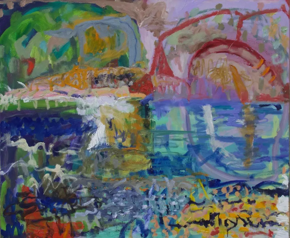 And the waters moved oil on canvas by artist Sally Stokes