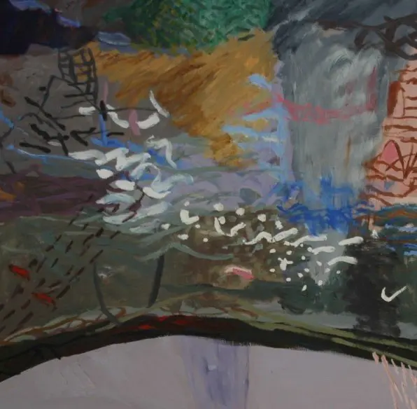 Reflections in grey oil on canvas by artist Sally Stokes