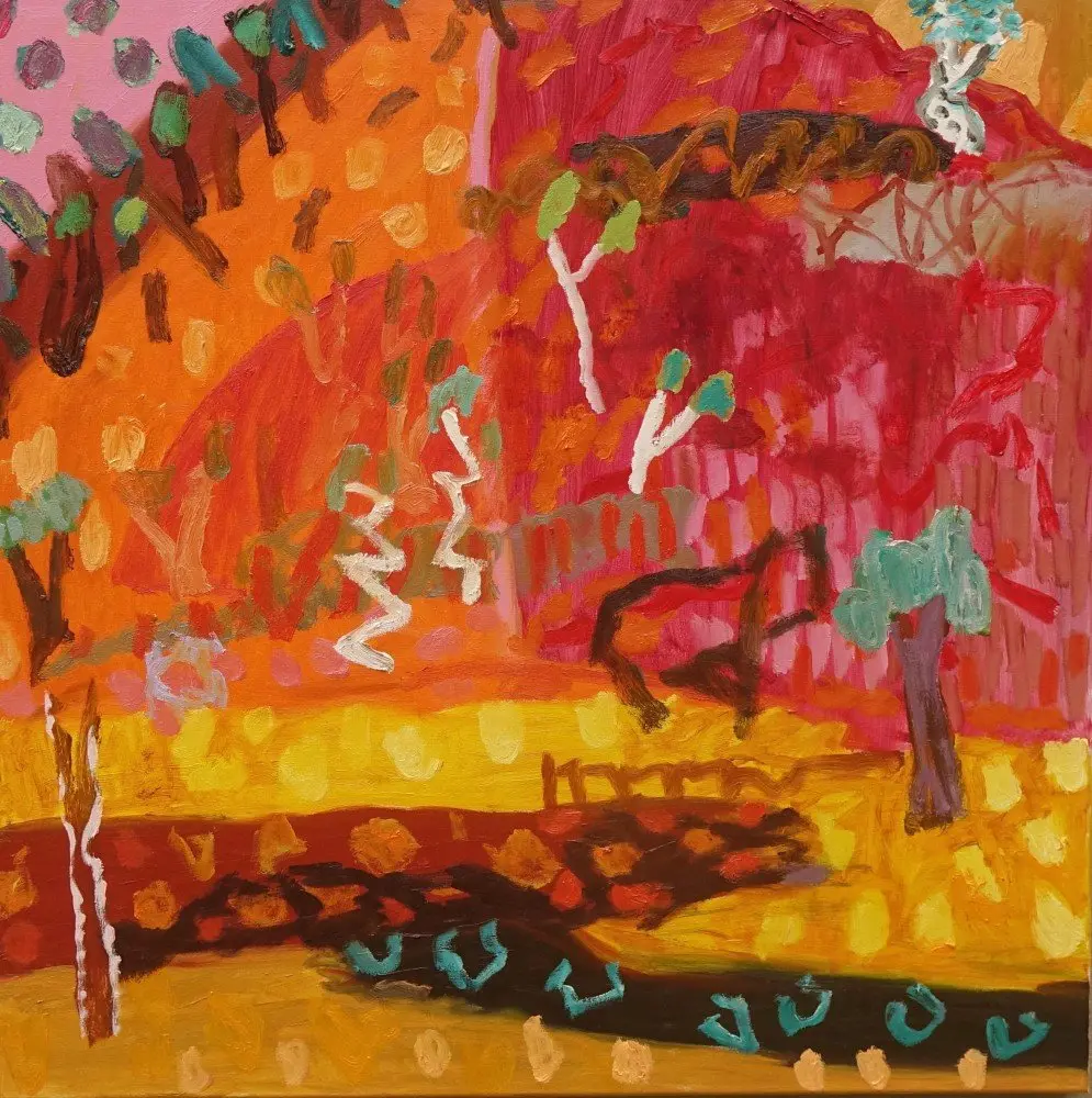 The sacred place oil on canvas by artist Sally Stokes