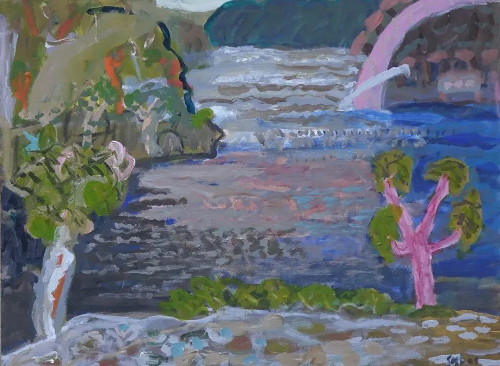 Not lack of love acrylic on linen by artist Sally Stokes