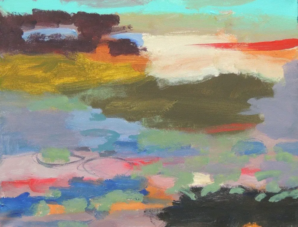 Sky Reflections acrylic on canvas by artist Sally Stokes