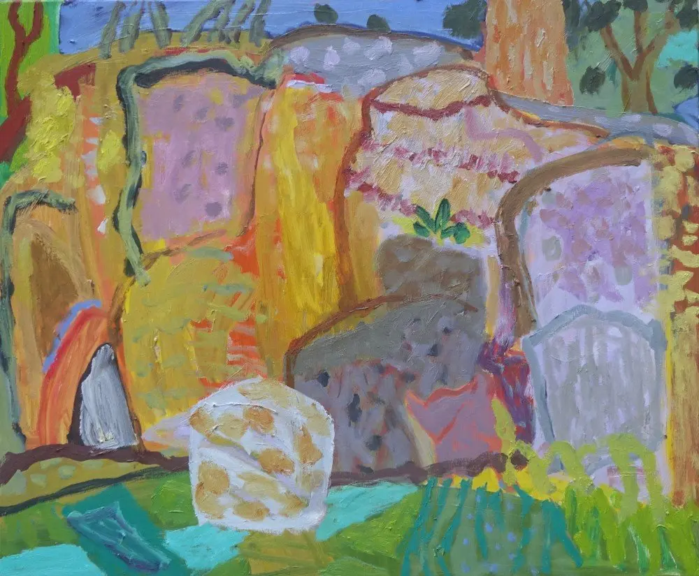 He listened to poems (SOLD)  oil on canvas by artist Sally Stokes