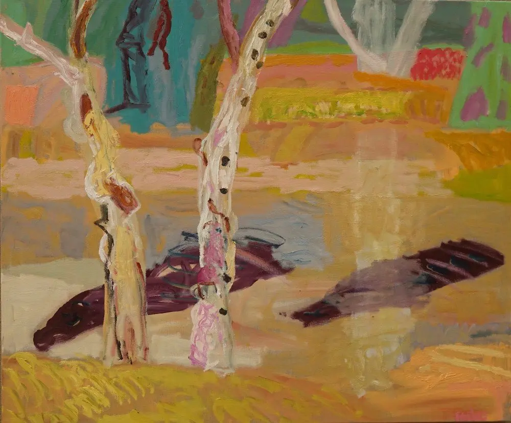 Shining like a song oil on linen by artist Sally Stokes