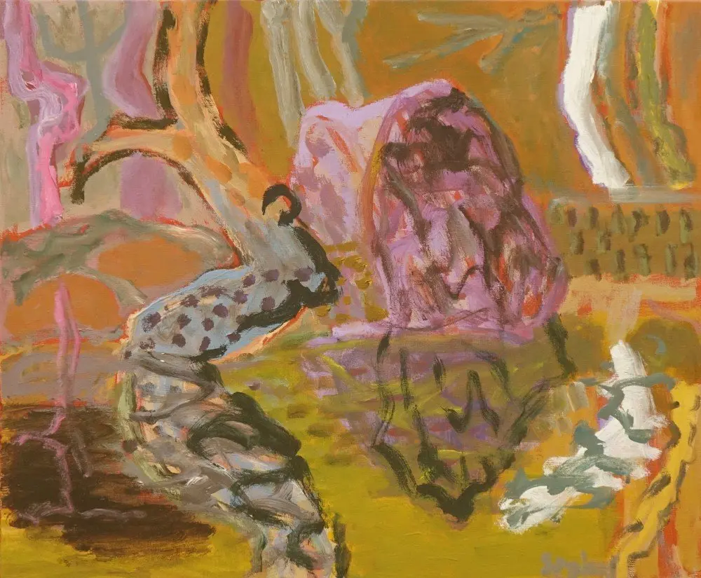 The same sound  acrylic on linen by artist Sally Stokes
