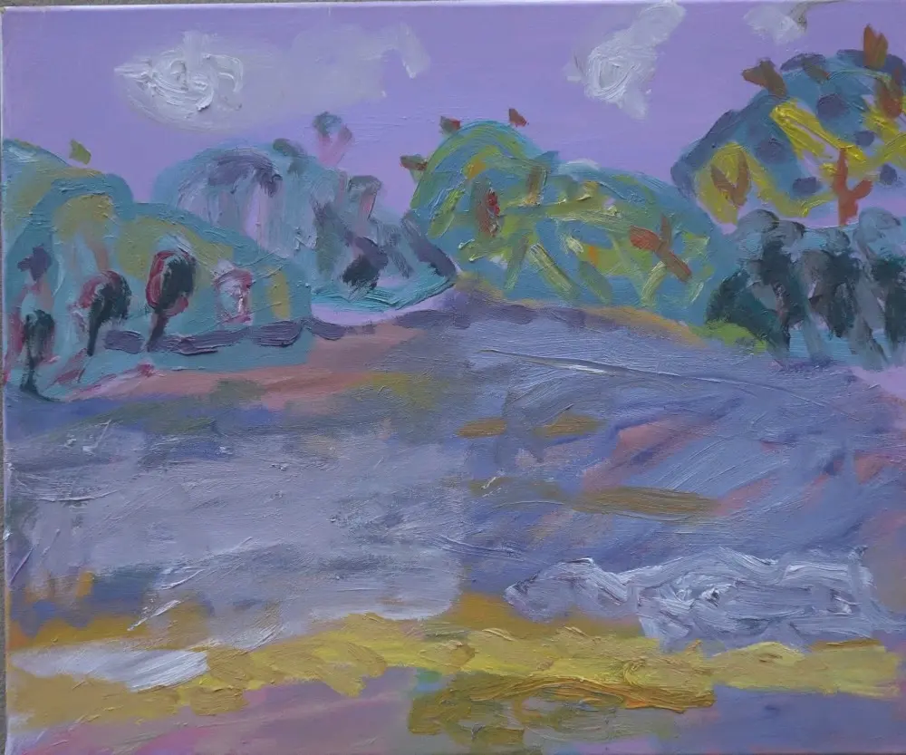 I lay down oil on canvas by artist Sally Stokes