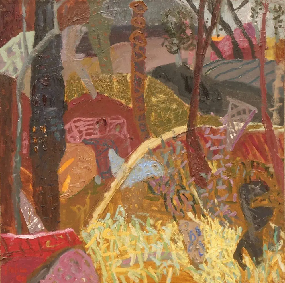 After the fires oil on canvas by artist Sally Stokes