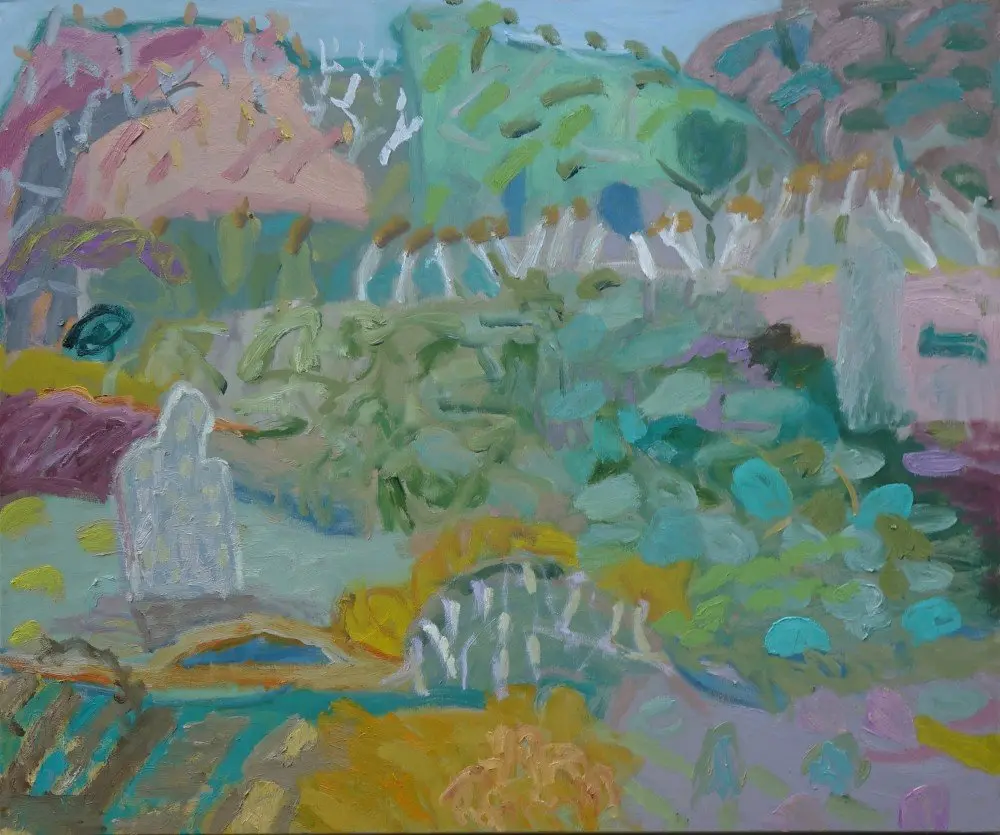 Summer days  oil on linen by artist Sally Stokes