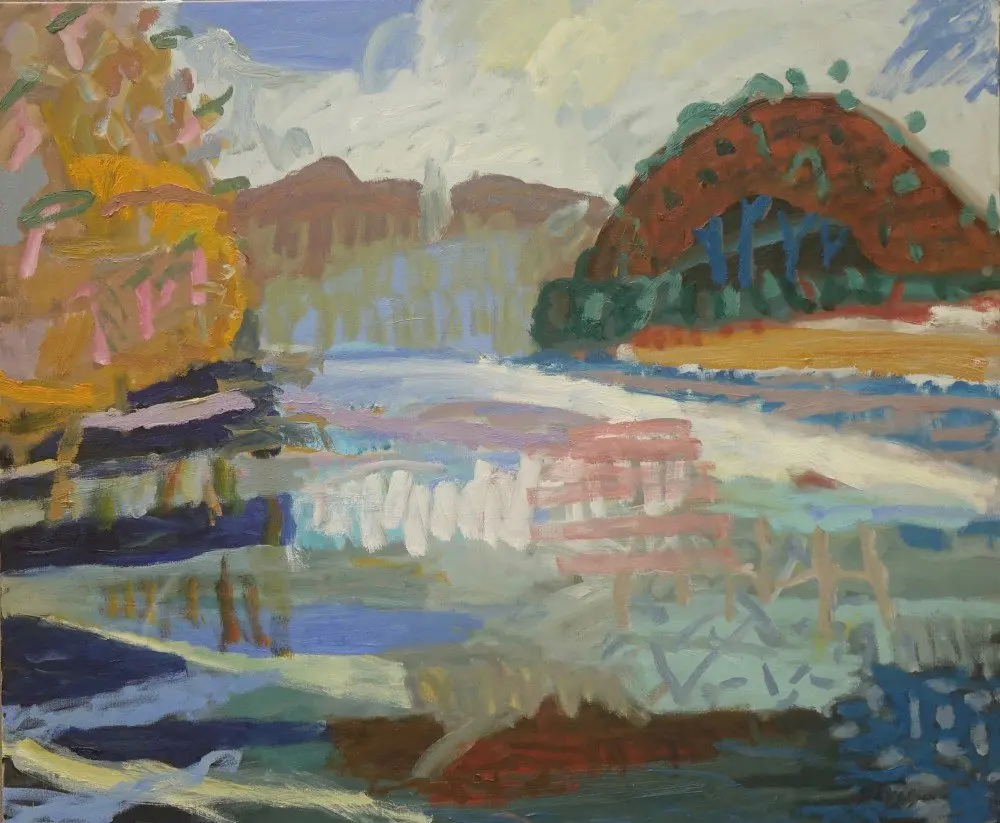 The scent of summer (on hold for Eliza) oil on linen by artist Sally Stokes