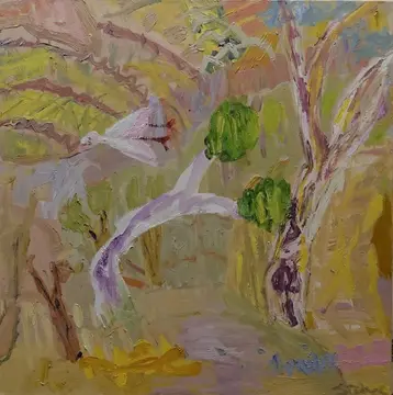 Whitebird sings (SOLD)  oil on canvas by artist Sally Stokes